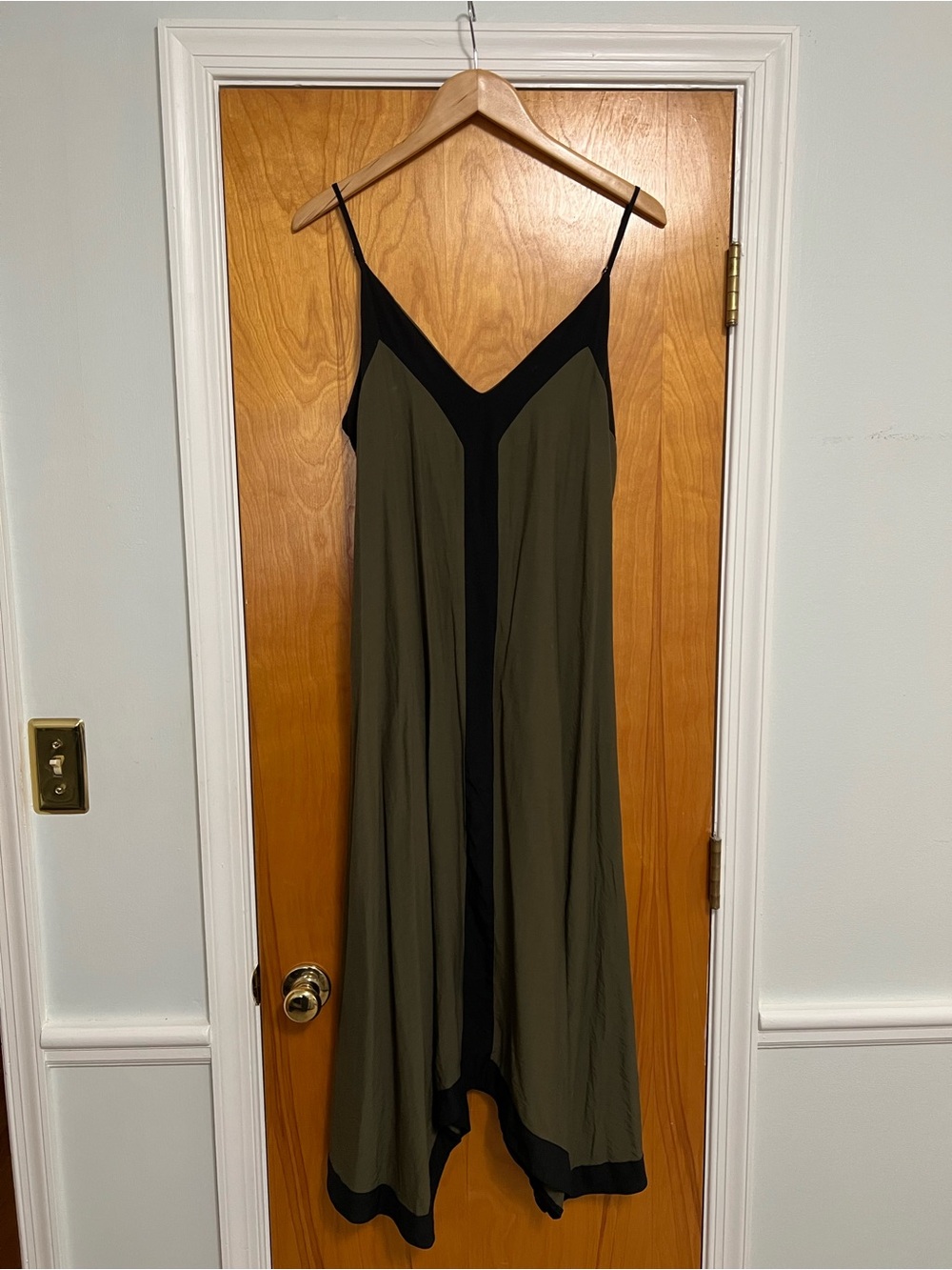 Olive Green and Black Slip Dress